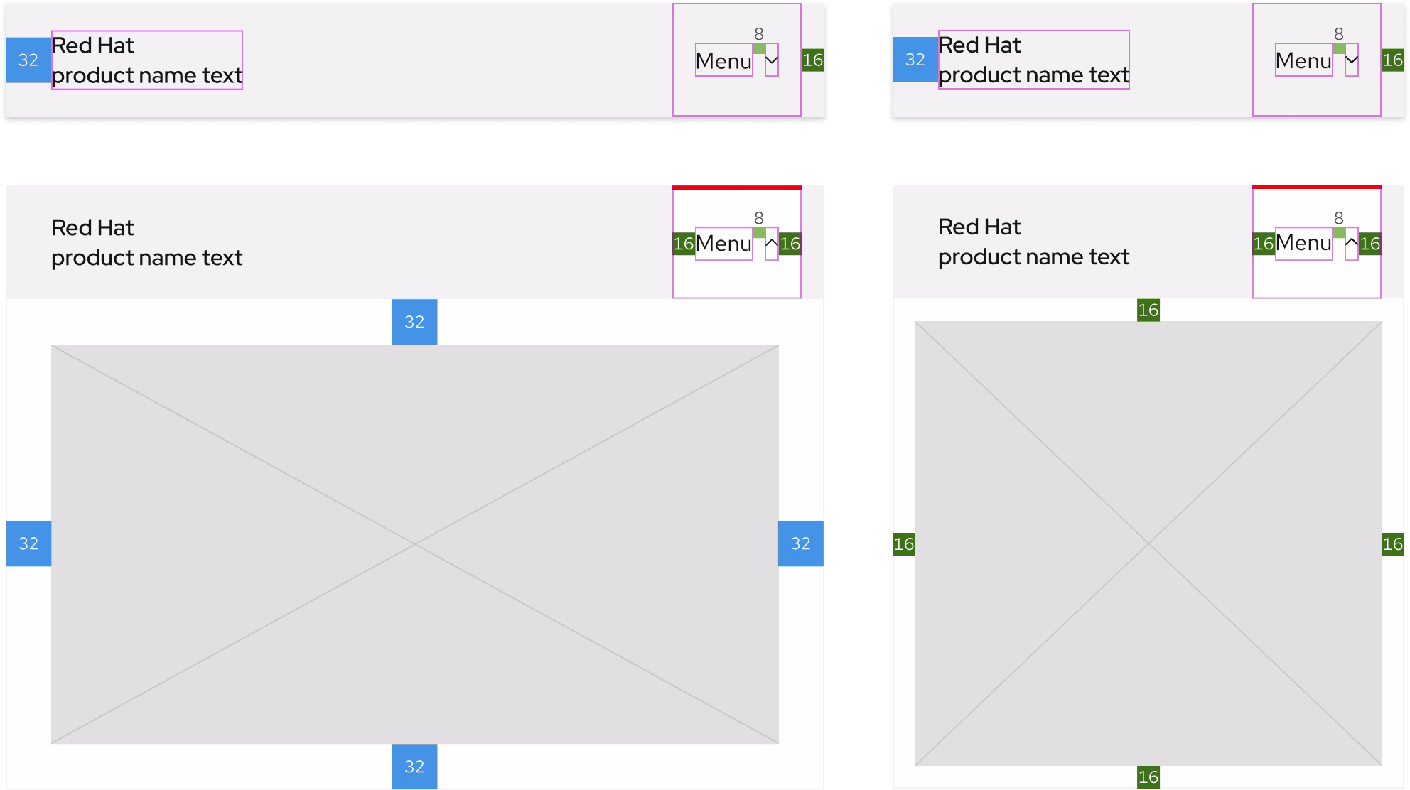 Image of secondary navigation spacing values on small breakpoints